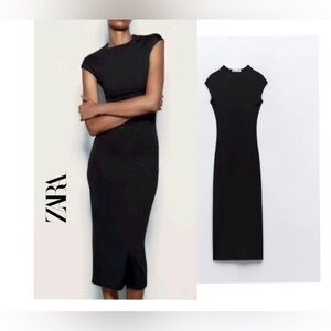 Zara Elegant Black Midi Dress